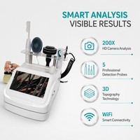 Analyseur de cheveux, de peau et de cuir chevelu professionnel portable 5 en 1 avec système de détection par caméra HD 200X, technologie de topographie 3D, compatible Wi-Fi