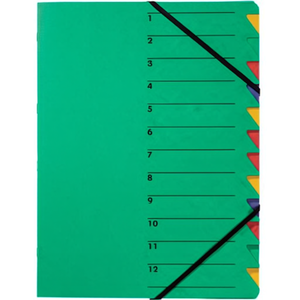PAGNA Easy Din <b>A4</b> 225g/m Pressed Chipboard File <b>Folder</b> Green Color with Multicolored 12 Compartments - Product Image 2