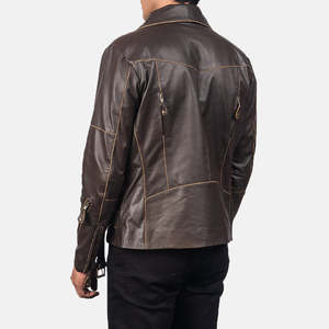 เสื้อแจ็คเก็ตไบค์เกอร์แบบกลับด้านได้ ยี่ห้อ Vincent Brown ทำจากหนังวัวแท้และหนังแกะ  แบบมีซิป กันน้ำ  ไซส์ XS ถึง 6XL รับผลิตแบบ ODM - Product Image 5