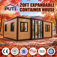 Maison conteneur extensible de luxe de 20 pieds, villa préfabriquée modulaire de 700 mm avec salle de bain pour hôtel, à vendre
