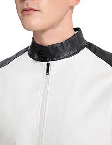 Stand Coller Slim_Fit Hiver Petit à Plus 8XL Taille Mode Hommes Vestes En Cuir Solide Couleur Fermeture Éclair - Product Image 4