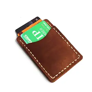 Визитница с передним карманом ручной работы, Кожаный минималистичный кошелек для карт, ультратонкий кошелек, держатель для кредитных карт, 3 отделения для карт