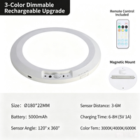 Plafonnier LED rechargeable à détecteur de mouvement avec télécommande, 3 couleurs à intensité variable, fixation magnétique, chargement USB