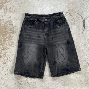 Fabricant de shorts en denim 3d gaufré délavés vintage personnalisés bleus pour hommes - Product Image 3