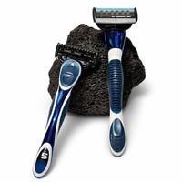 Système de rasoir manuel pour homme RTS à 5 lames, cartouche de remplacement, lames en acier inoxydable, rasoir en plastique, épilation du visage