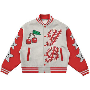 Veste universitaire à col montant brodée avec logo, hiver 2025, corps en laine, manches en laine, coupe ajustée, personnalisable, unisexe, décontractée - Product Image 2