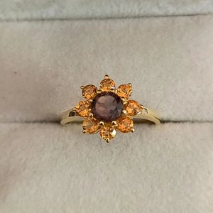 925 Sterling Silver Fine Jewelry for Women Smokey <b>Quartz</b> and Citrine Cluster <b>Ring</b> Wedding Engagement Bands for Gift and Party - Product Image 6