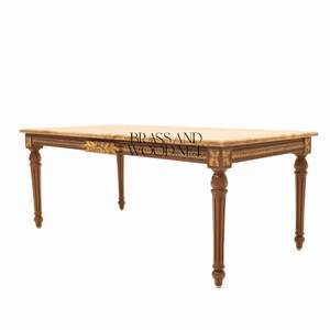 Mesa de Centro Rectangular de Lujo con Tapa de Mármol Premium y Elegante Marco de Madera Tallado a Mano para Interiores Clásicos - Product Image 3