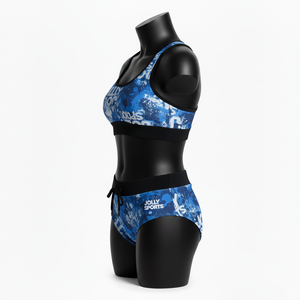 Conjunto de Bikini para Mujer, 225 GSM, Poliéster y Elastano, Azul, Estampado Deportivo, Ajuste Ceñido, Suave y Elástico, Sublimación, Logotipo Personalizado - Product Image 3