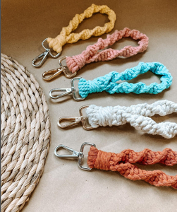 Spiral Macrame Keyring | Spiral Macrame <b>Wristlet</b> Keychain - Product Image 1