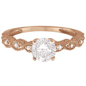 Anillo de Compromiso de Oro Rosa de 18K con Diamante Marquise Pequeño de 0.10ct, Joyería con Diamantes - Product Image 2