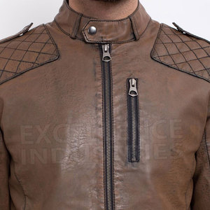 Meilleur matériau manches en cuir vestes pour hommes avec col montant vêtements d'extérieur en toile teintée unie pour la saison d'hiver Style Lettermen - Product Image 6