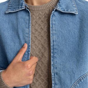 High Quality <b>Mens</b> Denim Jackets Custom Logo <b>Blue</b> Jean Coats for <b>Men</b> Slim Fit Stylish Outerwear for All Seasons 2026 - Product Image 5