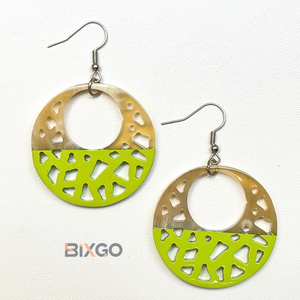 Pendientes de Plata Vintage Hechos a Mano en Vietnam, Media Verde Claro (Verde Com), Laca Personalizada, Venta al por Mayor, Moda para Bodas y Fiestas - Product Image 3