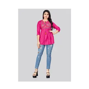 Heavy Embroidery Work and Full Sleeves Western Ladies Top in High Quality Fabric from Indian Supplier