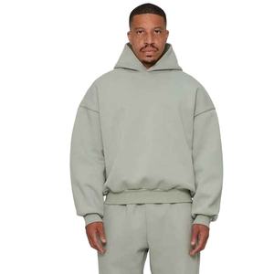 Haute qualité Logo personnalisé étiquette 500gsm poids lourd pull à capuche 100% coton épaules tombantes surdimensionné hommes Boxy à capuche - Product Image 5