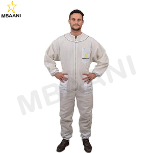 Traje de abeja de 3 capas con velo de esgrima y un par de guantes Traje de apicultura ventilado a prueba de picaduras para apicultores - Product Image 2