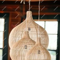 Lustres d'intérieur en rotin de bambou faits à la main et lampes suspendues lampes suspendues en bambou lampes de paille rustiques décor à la maison