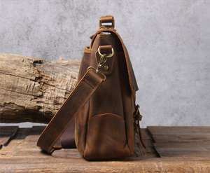 Ordinateur portable en cuir véritable bandoulière Messenger sac à bandoulière ordinateur portable d'affaires bureau extérieur voyage grande capacité sacs pour ordinateur portable en cuir - Product Image 4