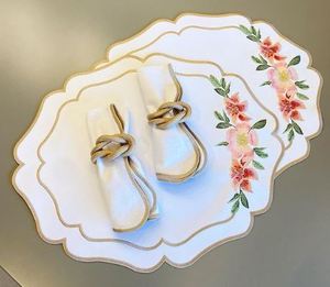 Servilletas de Tela de Lino 100% Bordadas, Tela para Bodas, Color Personalizado, Estilo Japonés, Reutilizables, con Medallón Festoneado, Accesorio para Manteles Individuales - Product Image 3