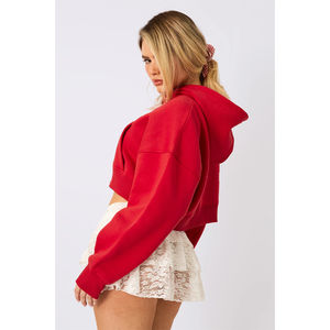 Wholesale Ladies Winter Knitted Sweatshirt Cotton Long Sleeve Cropped Hoodie Custom Casual Front Badge OEM Service Available - Product Image 2