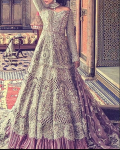 ATIYA LIBAS-Robe de mariage longueur plancher en acétate indien/pakistanais Lehenga Choli, broderie lourde de Zardozi - Product Image 4