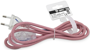 1,5 m. Connettore tessile con interruttore a zigzag bianco e rosso (GSC 1102965) - Product Image 1