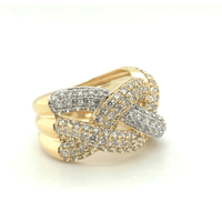 Bague en diamant naturel véritable de qualité supérieure, bicolore, design de créateur, or 14 carats, G-H SI 3,25 carats, certifiée IGI, pièce moderne pour femme