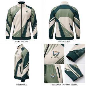 Unisex Custom Sublimation 100% Cotton Tracksuit Full Print Sports Set Lightweight <b>Jacket</b> and Pants for <b>Gym</b> Training Running - Product Image 4