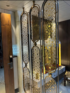 Luxury PVD Gold Room Partition <b>Divider</b> Folding Stainless Steel Wall Partition Best Privacy <b>Screen</b> for <b>Office</b> Beauty Salon - Product Image 6