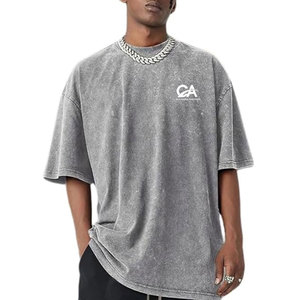 เสื้อยืดโอเวอร์ไซส์ทรงหลวมสำหรับผู้ชาย ผ้าคอตตอนหนา ซักฟอกแบบแอซิดวอช เสื้อยืดโอเวอร์ไซส์ผ้าคอตตอนเรียบง่าย ซักฟอกแล้ว ระบายอากาศได้ดี - Product Image 1