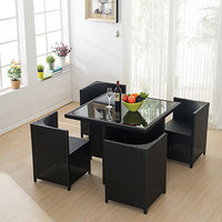 Ensemble table et chaise 1 place en rotin moderne, élégant, imperméable et durable pour l'extérieur – Mobilier de loisirs confortable et empilable pour cour