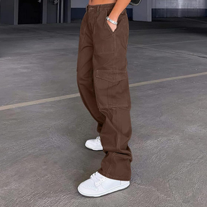 Pantalones Cargo de Verano para Mujer al por Mayor de Frente Plano Transpirables Ecológicos de Cintura Media y Corte Holgado con Bolsillos - Product Image 6