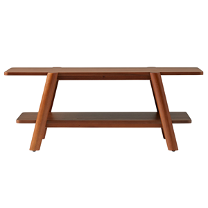 Modern Teak Wood <b>Console</b> <b>Table</b> With <b>Storage</b> Shelf Minimalist Entryway <b>Table</b> Living Room Furniture - Product Image 3
