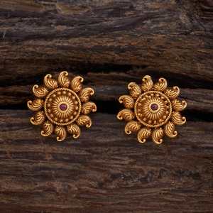 Floral <b>Stud</b> <b>Earrings</b> for Wedding Religious Party | Zircon Pearl <b>Turquoise</b> | Brass & Zinc Alloy - Product Image 1