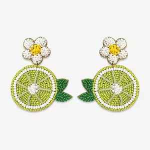 Boucles d'oreilles occidentales perlées de style européen américain Design vert jaune avec clous en or pané Ensemble de mariage bohème en gros - Product Image 6