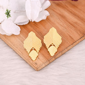 New Arrival Hot Girls Fashion Earring Handcrafted Brass Dull Gold Plated Plain Jewelry Stud Earring Wedding Fashion Earrings - Product Image 2