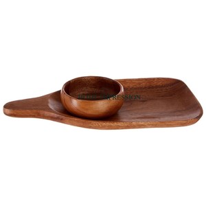 Juego de bandeja personalizable de 3 piezas con forma de madera de mango, platos hechos a mano para servir frutas al aire libre, platos para cocina, comedor - Product Image 2