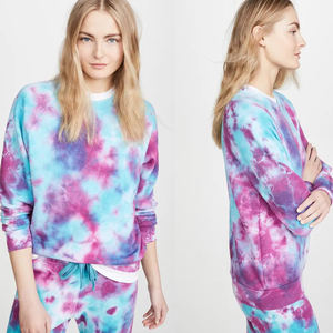 Estilo Mujer Tie Dye Sudadera Bloque de color Cuello redondo Camiseta Mujer Manga larga Estampado floral Pullover Sudadera con capucha Sudadera de algodón - Product Image 5