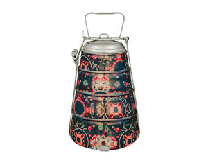 Fiambrera de acero inoxidable, fiambrera estampada de 3 niveles con mango de diseño único, Tiffin Pyramid - Product Image 3