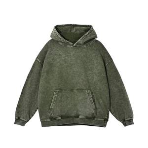 Sweat à capuche unisexe en coton 100% délavé à l'acide, logo personnalisé, poche surdimensionnée, respirant, automne, lettre en polaire, haute qualité - Product Image 5