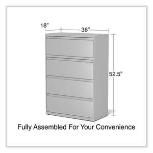 Alera 25494 Light Gray 36 In. X 18.63 In. X 52.5 In. Legal/Letter-Size 4-<b>Drawer</b> Lateral File with <b>Lockable</b> Feature - Product Image 6