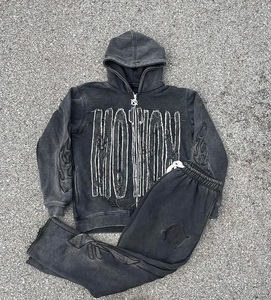 Sweat à capuche surdimensionné personnalisé en coton 100% lourd, imprimé avec logo, sans cordon, effet délavé vintage pour homme - Product Image 1