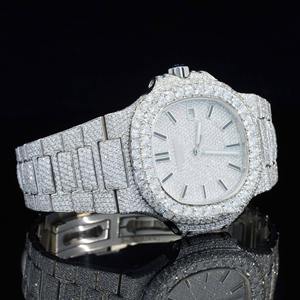 Montre de luxe entièrement sertie de diamants, style Hip Hop, avec mouvement automatique japonais et diamants CVD HPHT cultivés en laboratoire, entièrement en acier inoxydable - Product Image 2