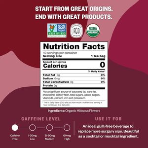 Té de Hibisco Orgánico FGO, 40 Bolsitas, Bolsitas de Té Ecológicas - Product Image 2