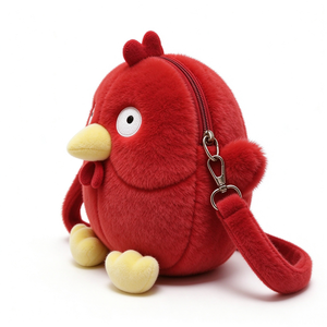 Sac bandoulière en peluche unique, sac en peluche poulet, sac à main coq, sac à main en peluche animal, sac en peluche, sac bandoulière enfant - Product Image 1