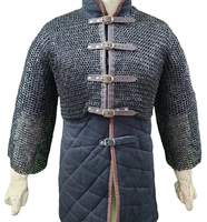 Demi-chaussette en maille d'acier doux faite à la main, rivetée à plat avec anneaux de fixation, pour chevalier médiéval, armure viking, pour événements de cosplay