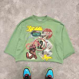 ผู้ผลิตเสื้อผ้าสตรีทแวร์ผ้าฝ้ายหนาน้ำหนักมากสำหรับผู้ชายตามสั่ง |   เสื้อครอปทรงบ็อกซี่พิมพ์ลายการ์ตูนแบบดรอปชอลเดอร์เป็นมิตรกับสิ่งแวดล้อม - Product Image 3