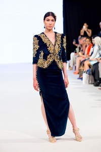 NEW TRENDY DESIGN OF JACKET DRESS ON VELVET FABRIC WITH EMBELLISH OF CRYSTAL BEADS ,PEARLS,GLASS STONE WORK FOR PARTY-WEAR@2022 - Product Image 2