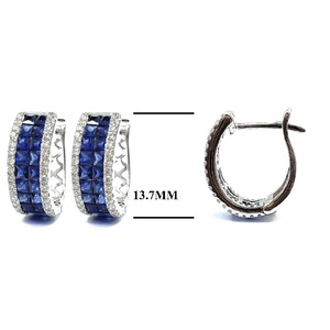 Bijoux OEM Fiables Haute Qualité Or Blanc Massif 18 carats Véritable Diamant Pierre Précieuse Saphir Boucles d'Oreilles Créoles pour Femme - Product Image 2